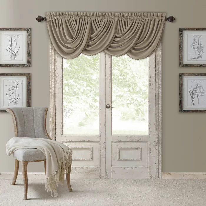 Ardmore Solid Color Scalloped 52'' Window Valance