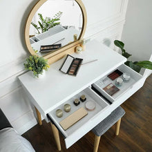 Load image into Gallery viewer, Natural/White Arinze Vanity Set with Stool and Mirror 819AH

