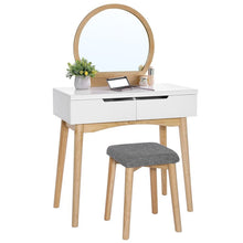 Load image into Gallery viewer, Natural/White Arinze Vanity Set with Stool and Mirror 819AH
