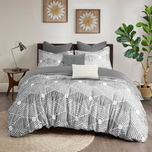 Load image into Gallery viewer, Gray Arlene Standard Cotton Reversible Modern &amp; Contemporary 3 Piece Duvet Cover Set full/queen
