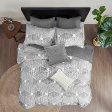 Load image into Gallery viewer, Gray Arlene Standard Cotton Reversible Modern &amp; Contemporary 3 Piece Duvet Cover Set full/queen
