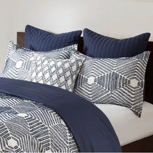 Load image into Gallery viewer, King/Cal. King Duvet Cover + 2 King Shams Navy Arlene Standard Cotton Reversible Modern &amp; Contemporary 3 Piece Duvet Cover Set
