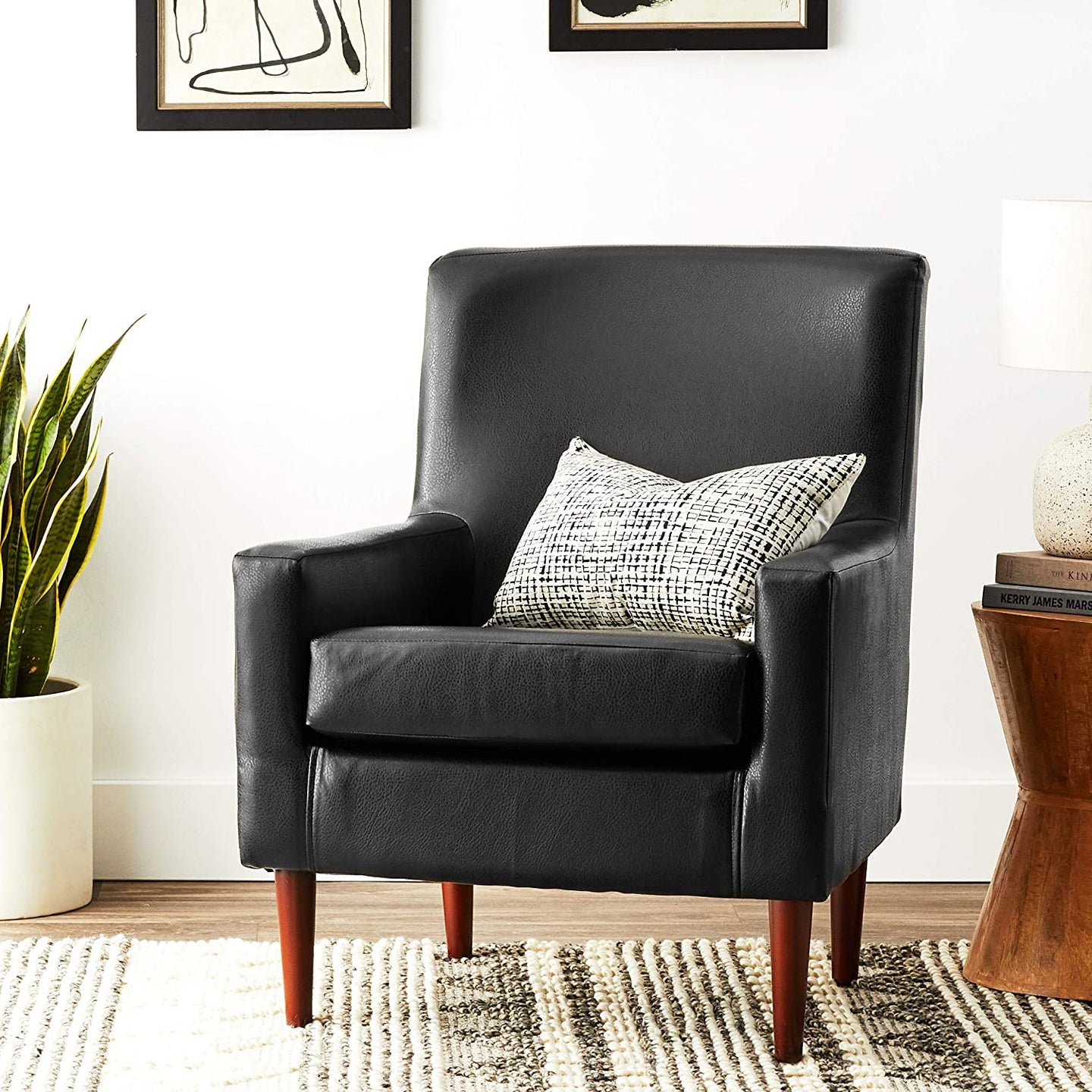 Parker Lane Emma Arm Chair, Leatherette Black, #6362