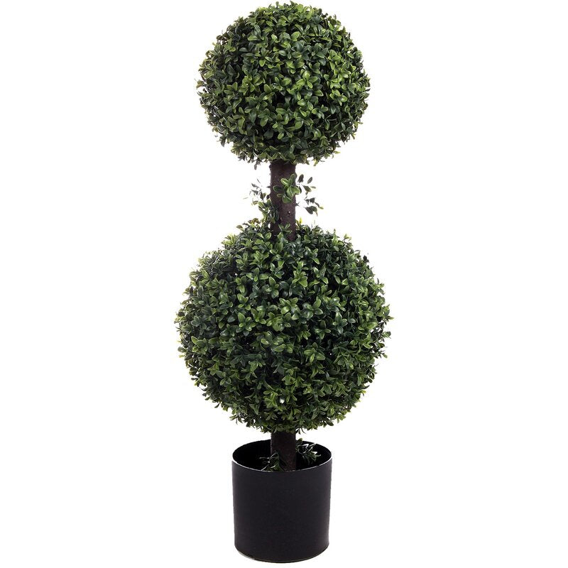 Artificial Double Ball Floor Boxwood Topiary in Pot Liner Liner MRM1343