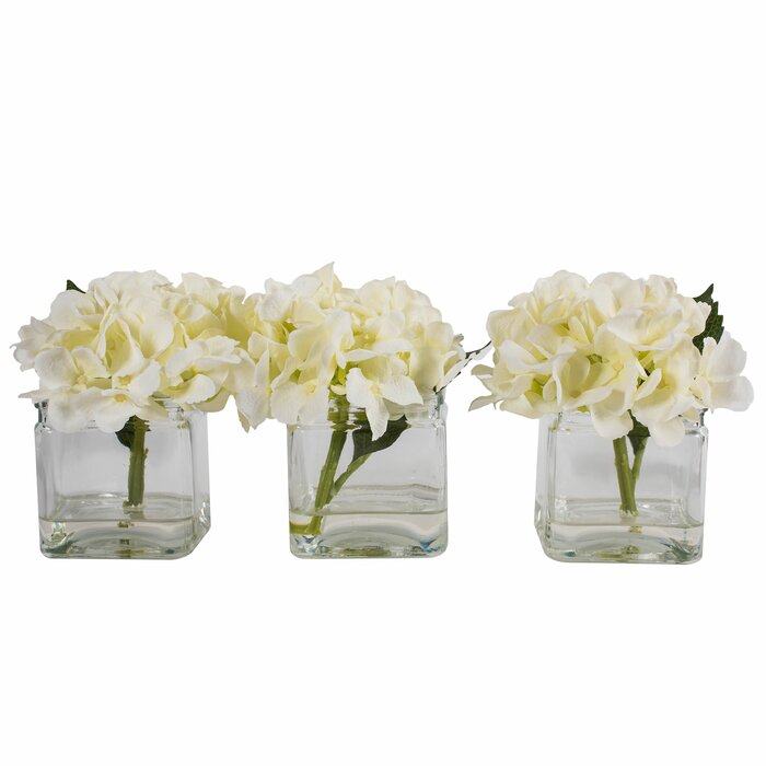 Artificial Hydrangea in Cube (Set of 3)
