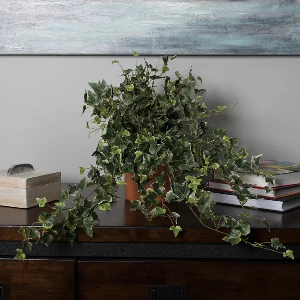 Artificial Variegated Mini Hanging Bush Ivy Plant (SET OF 2)