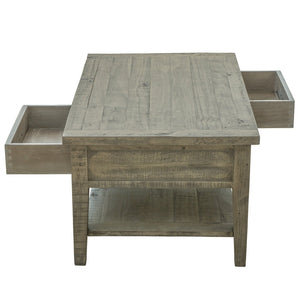 Ashford 40" Reclaimed Wood Coffee Table with Storage Shelf and Two Drawers - 40"L x 25"W x 20"H - Grey 7691RR-OB