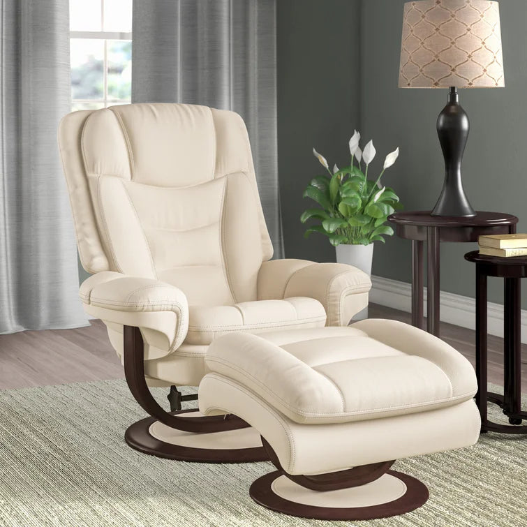 Ashling 34.8'' Wide Leather Match Manual Swivel Standard Recliner with Ottoman