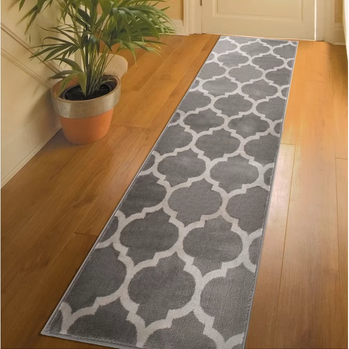Ashwood Power Loom Performance Gray/White Rug, Runner 2'2