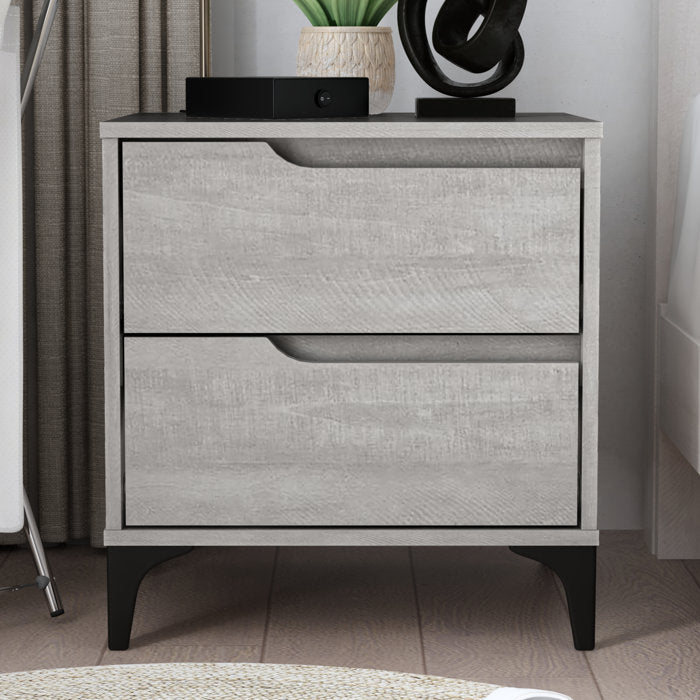 Gray Asmita 2 Drawer Nightstand