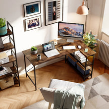 Load image into Gallery viewer, 29.13“H x 55.12&quot; W x 35.43&quot; D Rustic Brown Atia Reversible L-Shape Desk MRM3693
