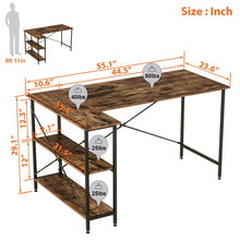 Load image into Gallery viewer, 29.13“H x 55.12&quot; W x 35.43&quot; D Rustic Brown Atia Reversible L-Shape Desk MRM3693

