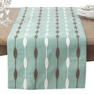 16" x 70" Aqua Atropos Modern Embroidery Table Runner MRM3640