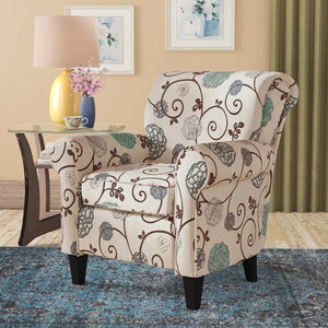 Atwater 20" Armchair with Solid Wood Frame and Polyester Upholstery Patterned with Vines and Medallions #9750