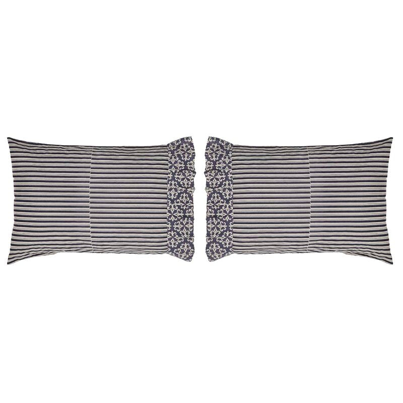 Aurelia Striped 100% Cotton Muslin Pillowcase (Set of 2), 21 x 40 Standard