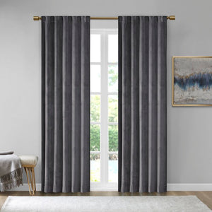 37" W x 63" L Aurora Soft Velvet Room Darkening Rod Pocket Curtain Panels (Set of 2)