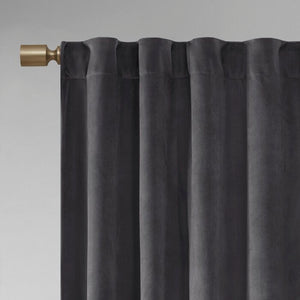 37" W x 63" L Aurora Soft Velvet Room Darkening Rod Pocket Curtain Panels (Set of 2)
