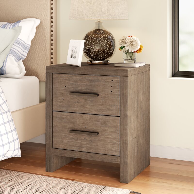 Aurthur 2 - Drawer Solid Wood Nightstand in Weathered Brown 7104RR