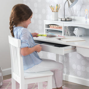 White Avalon Kids 41.6" Writing Desk with Hutch and Chair Set MRM1774