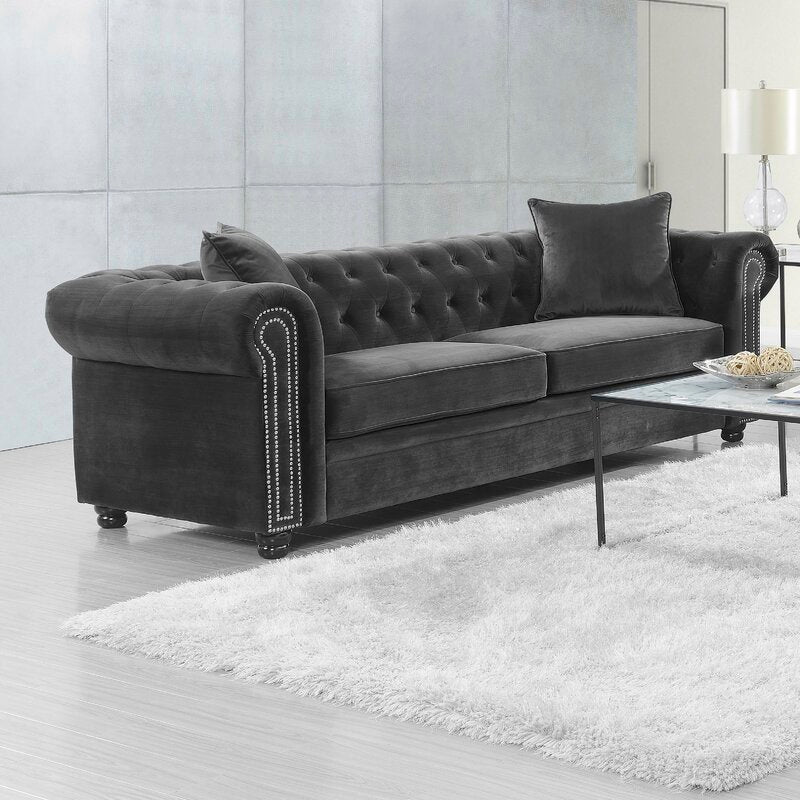 Avani 95'' Rolled Arm Chesterfield Sofa with Reversible Cushions 6439RR