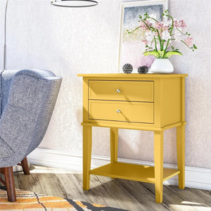 Avenue Greene Bantum Accent Table with 2 Drawers - Mustard Yellow OG517
