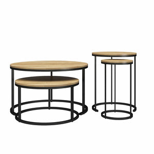 4-Piece Nesting Coffee and End Table Bundle - Natural/Black