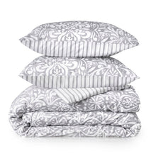 Load image into Gallery viewer, King Duvet Cover + 2 Shams Gray Avery Medallion Reversible Duvet Cover Set 253AH
