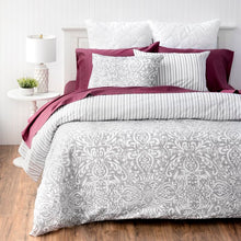 Load image into Gallery viewer, King Duvet Cover + 2 Shams Gray Avery Medallion Reversible Duvet Cover Set 253AH
