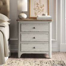 Load image into Gallery viewer, Ayden 30&#39;&#39; Tall 3 Drawer Nightstand in Antique White/Chestnut

