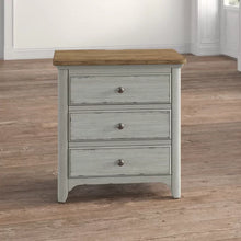 Load image into Gallery viewer, Ayden 30&#39;&#39; Tall 3 Drawer Nightstand in Antique White/Chestnut
