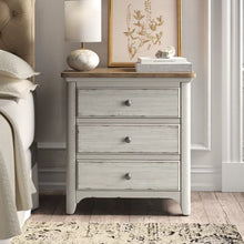 Load image into Gallery viewer, Ayden 30&#39;&#39; Tall 3 - Drawer Solid Wood Nightstand in Antique White/Chestnut
