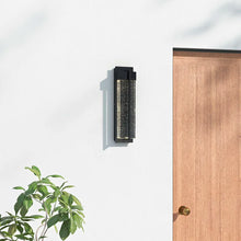 Load image into Gallery viewer, Ayoka Black Integrated LED Seeded Glass Outdoor Sconce 21 x 7 x7
