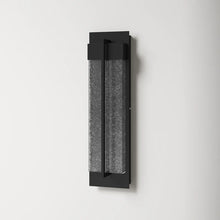 Load image into Gallery viewer, Ayoka Black Integrated LED Seeded Glass Outdoor Sconce 21 x 7 x7
