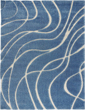 Load image into Gallery viewer, SAFAVIEH Florida Shag Collection 9&#39;6&quot; x 13&#39; Light Blue/Cream Area Rug
