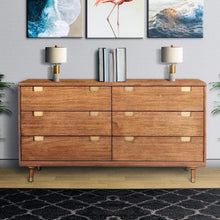 Load image into Gallery viewer, 60 Inch 6 Drawer Wooden Dresser with Cutout Pulls, Brown by Casagear Home 6678RR-OB
