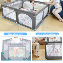 Load image into Gallery viewer, 27&quot; H x 70&quot; W x 59&quot; D Babies Safety Play Center Yard With Gate, Indoor &amp; Outdoor Kids Activity Center (light Grey)
