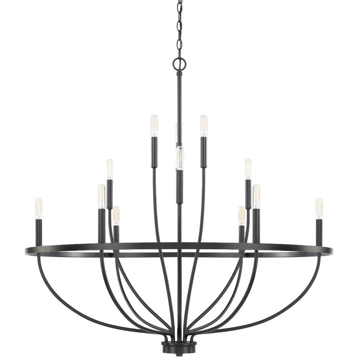 Babson Dimmable Wagon Wheel Chandelier, 12 Lights