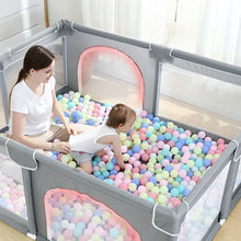 Load image into Gallery viewer, 26&quot; H x 70&quot; W x 78&quot; D Grey Baby Playpen Kids Activity Center Safety Gate
