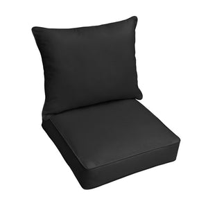 Set of Two Indoor/Outdoor Sunbrella Black Seat/Back Cushions #9668