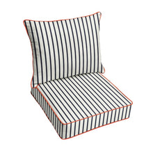 Load image into Gallery viewer, 5" H x 25" W x 25" D White/Blue Melon Indoor/Outdoor Sunbrella Seat/Back Cushion GL1712
