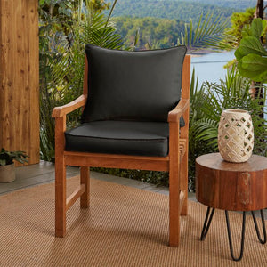 Set of Two Indoor/Outdoor Sunbrella Black Seat/Back Cushions #9668