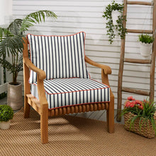 Load image into Gallery viewer, 5" H x 25" W x 25" D White/Blue Melon Indoor/Outdoor Sunbrella Seat/Back Cushion GL1712
