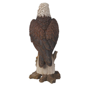 15.5" H x 6.3" W Bald Eagle on Stump Statue
