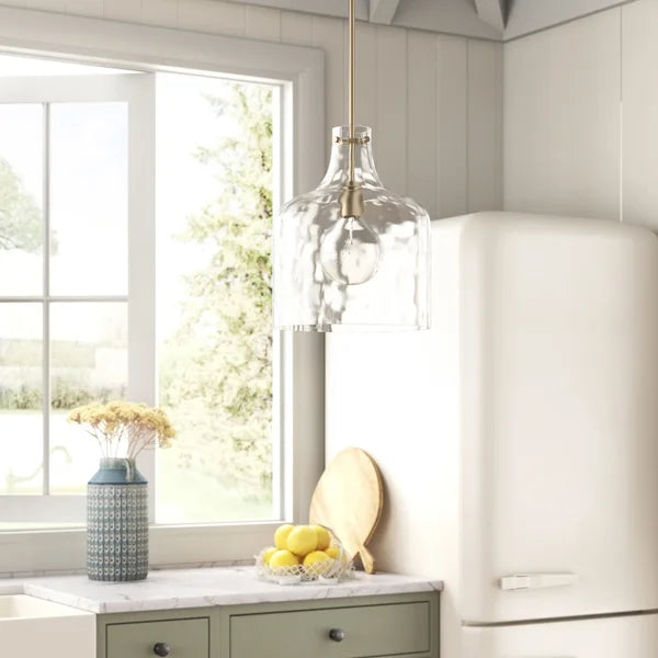 Aged Brass Baldwyn 1 - Light Single Bell Pendant