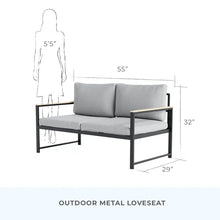 Load image into Gallery viewer, Baldwyn 55&#39;&#39; Wide Outdoor Loveseat with Cushions

