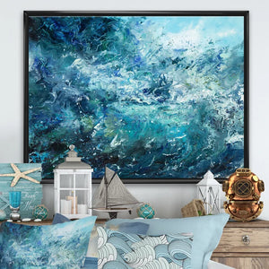 30" H x 40" W x 1.5" D Balfor Wild Blue Ocean Waves V - Painting on Canvas