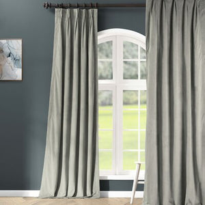 Balone Velvet Solid Blackout Thermal Pinch Pleat Single Curtain Panel Silver Grey (set of 2) 257ND