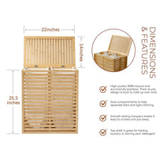 Load image into Gallery viewer, Bamboo Laundry Hamper Basket Set of 2 #2371HW

