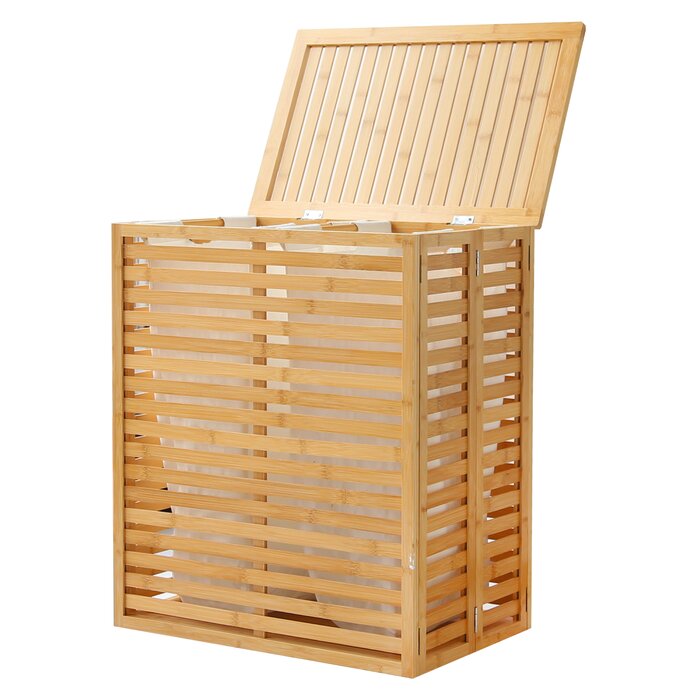 Bamboo Laundry Hamper Basket Set of 2 #2371HW