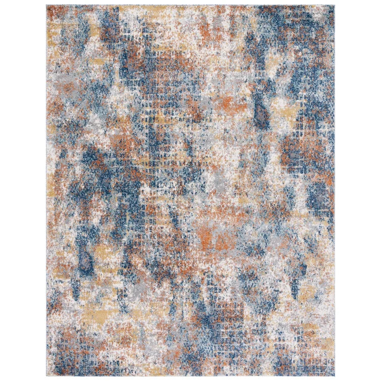 Banegas Abstract Area Rug in Blue/Yellow, Rectangle 9' x 12'